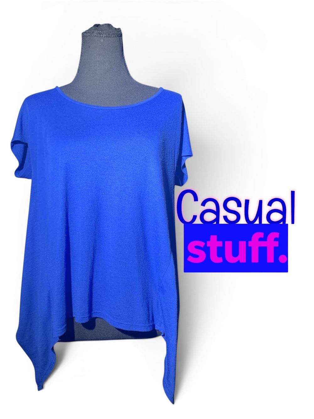 City Streets Royal Blue Short Sleeve Asymmetric Hem Tee (d10058)